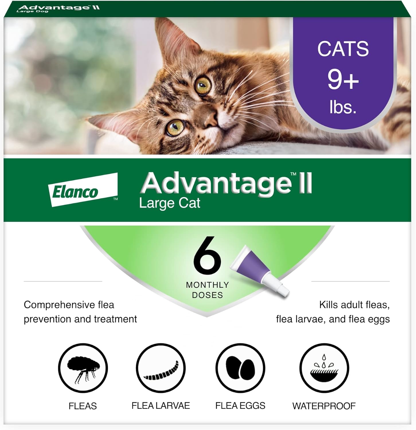 Advantage II Large Cat Flea Treatment Over 9 lbs 6-Month - Hamxi