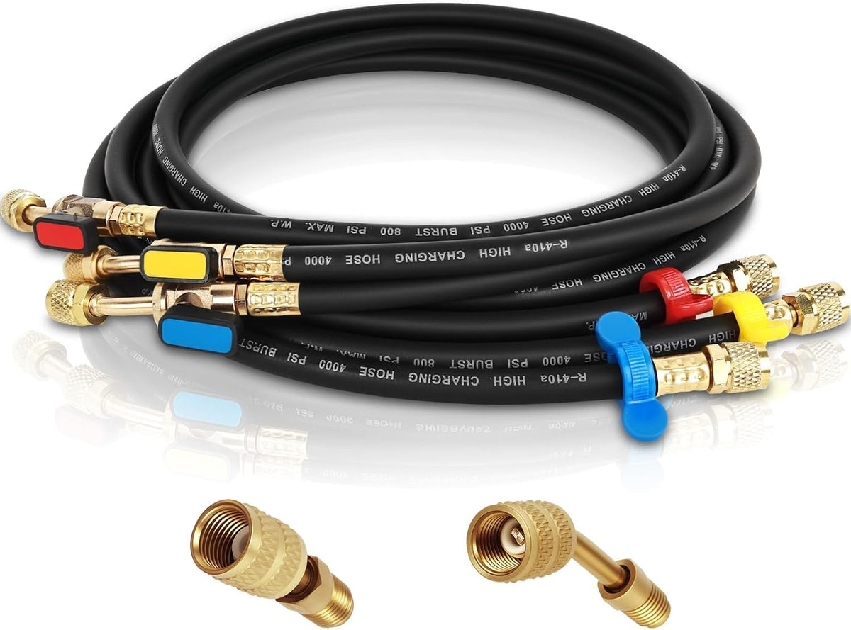 Apexlife 1/4 Inch A2L Ball Valve Refrigerant Hose Set 6FT 3-Pcs - Hamxi