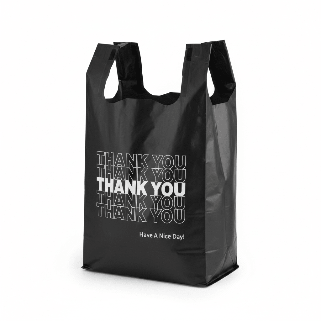 Black Heavy Duty Thank You T-Shirt Bags 1/6 Size 350-400 Count - Hamxi