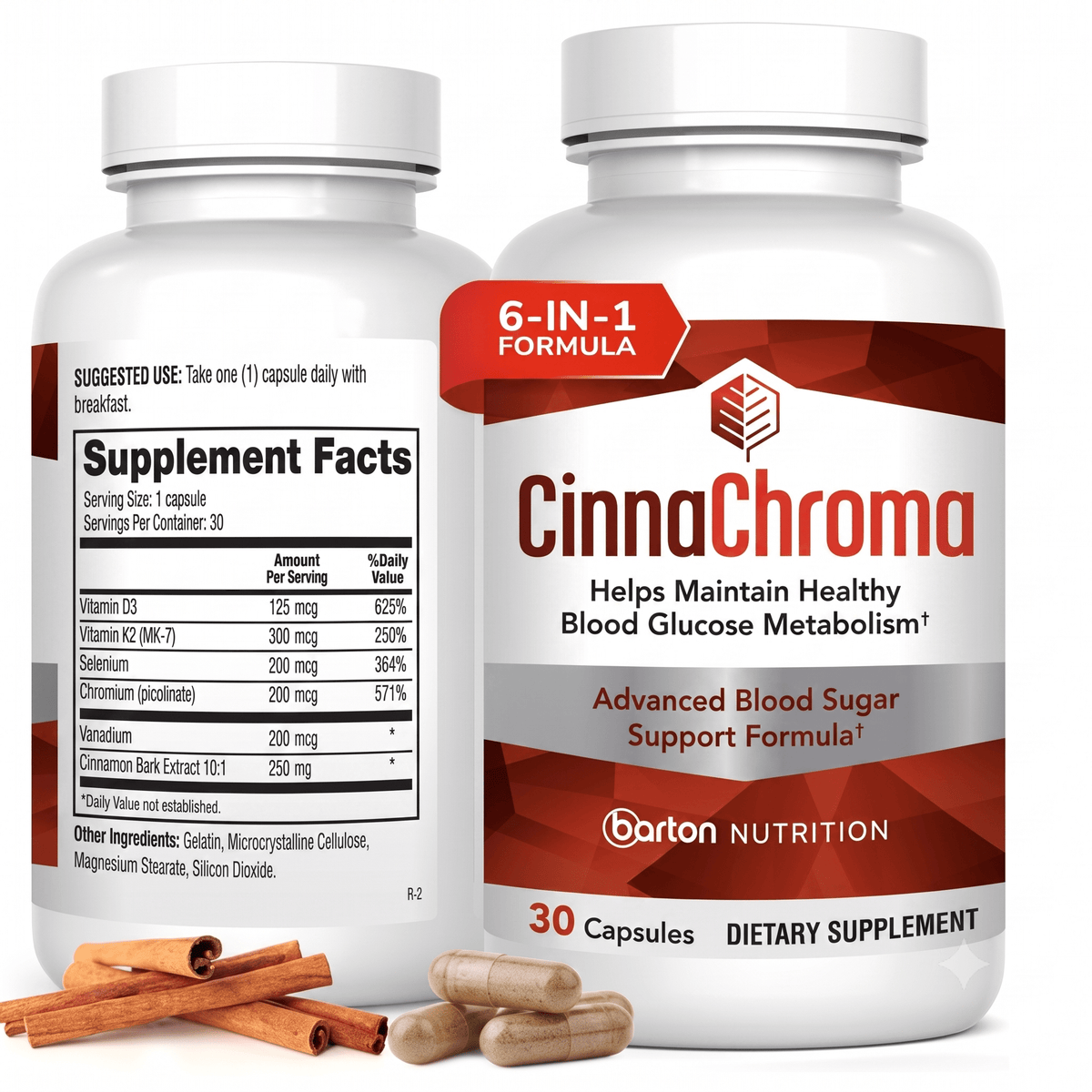 CinnaChroma Blood Sugar Support Supplement with D3 and K2 - Hamxi