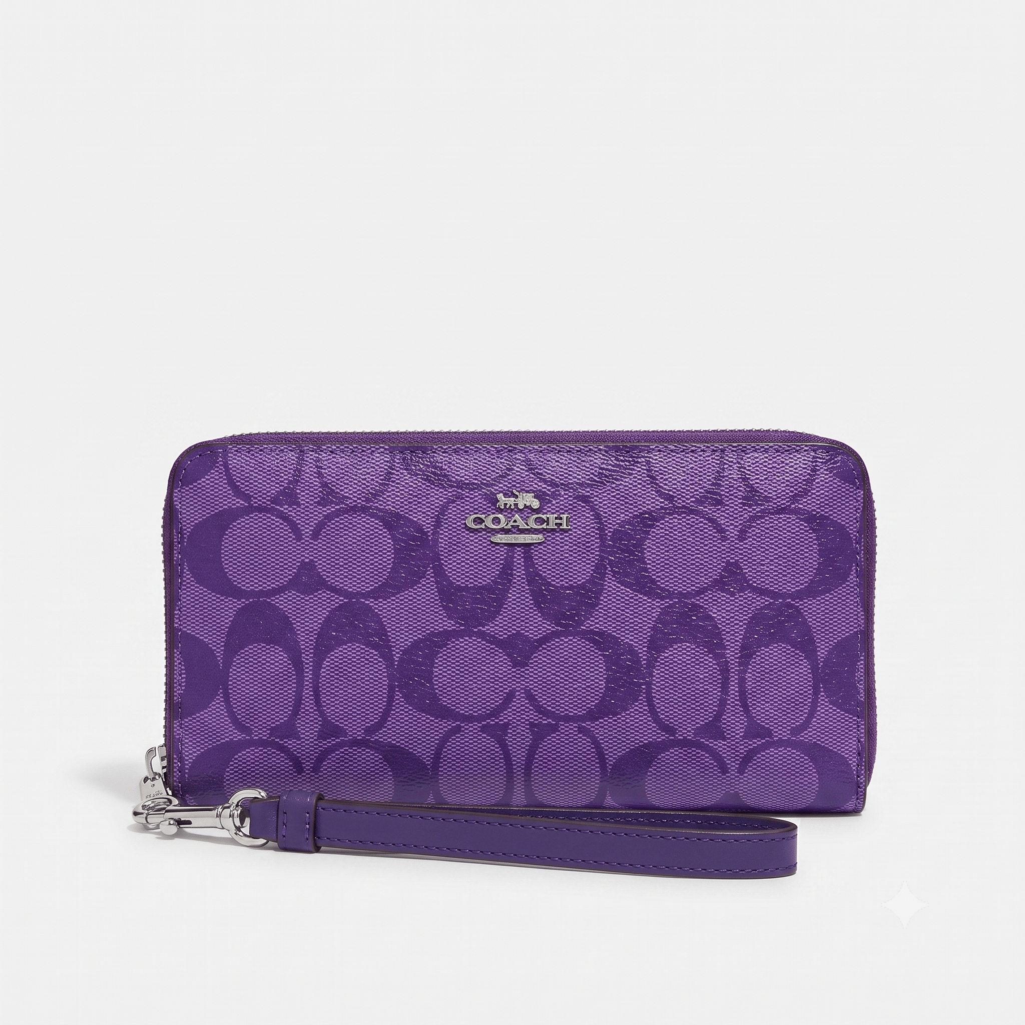 COACH Zip-Around Long Wallet with Strap Purple - Hamxi
