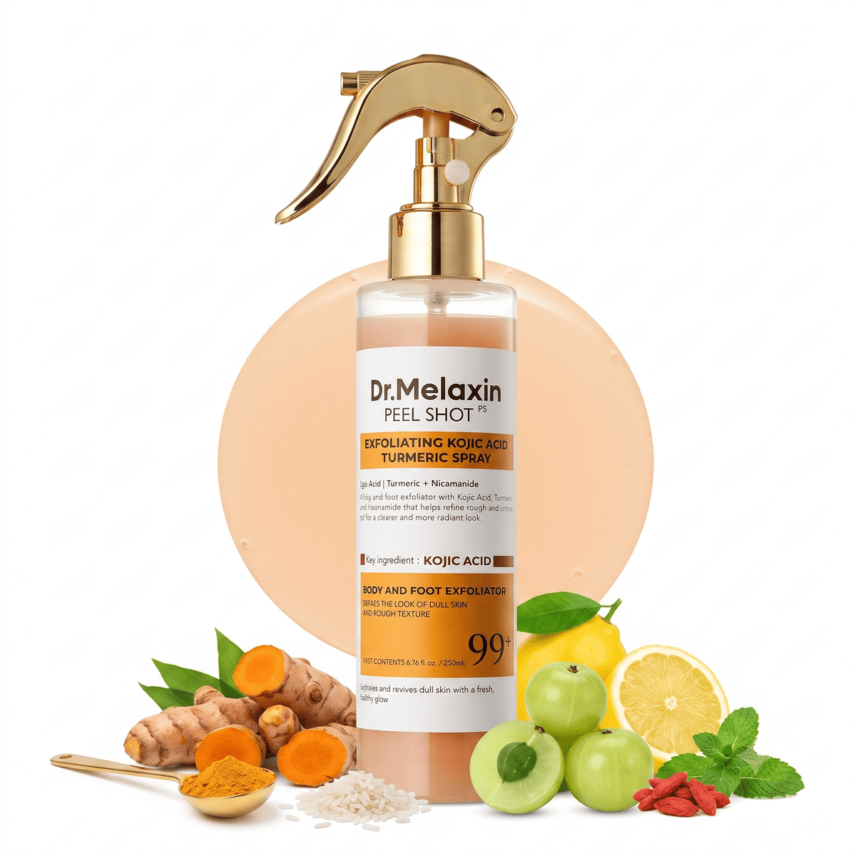 Dr Melaxin Peel Shot Kojic Acid Turmeric Body Exfoliator Spray - Hamxi