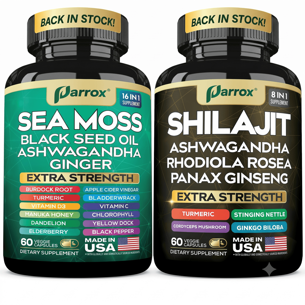 Dynamic Vitality Bundle Sea Moss Multivitamin Shilajit 60 Caps - Hamxi