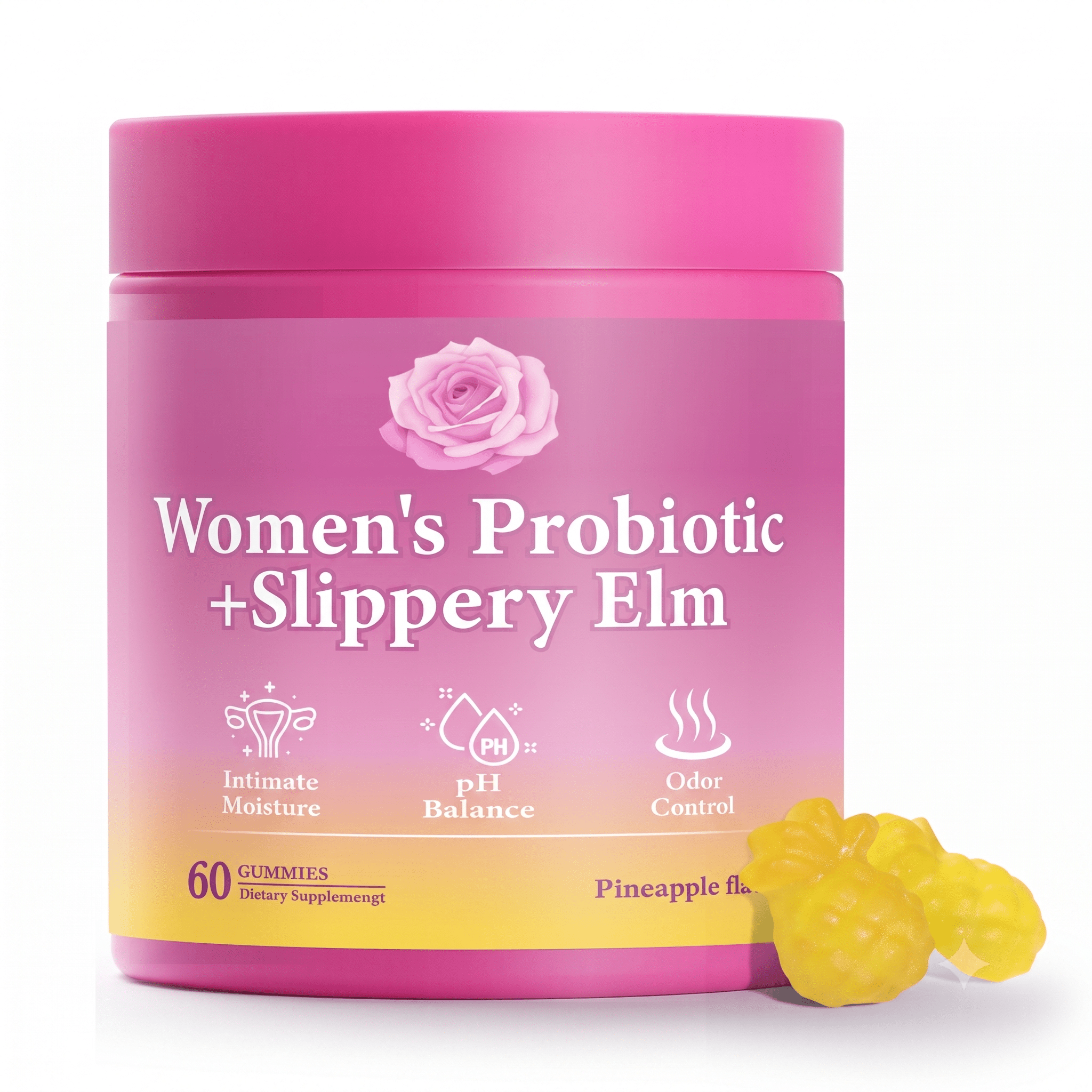 Feminine Probiotics Gummies Women's Probiotic Slippery Elm 60ct - Hamxi