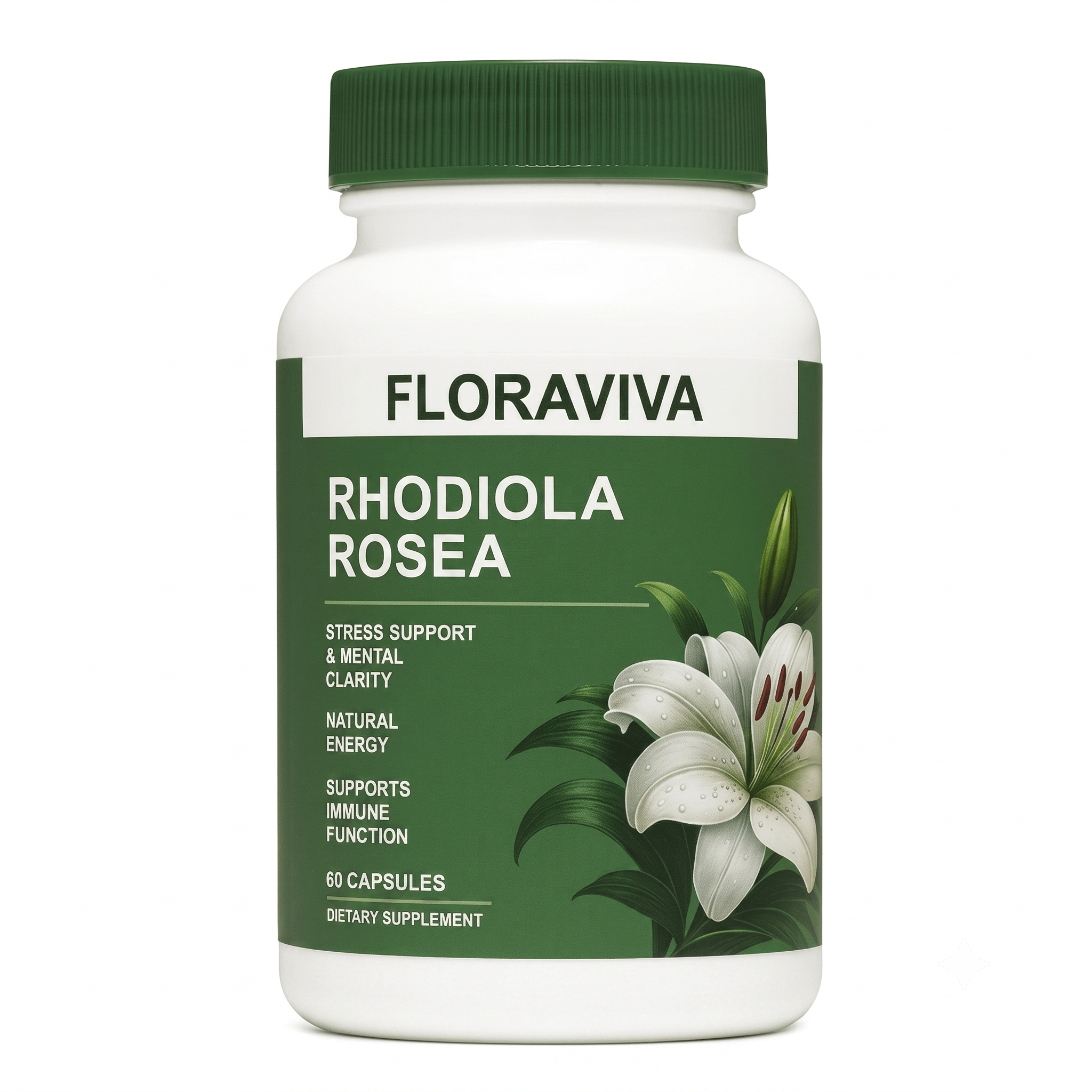 Floraviva Rhodiola Rosea Supplement 500mg 60 Count - Hamxi