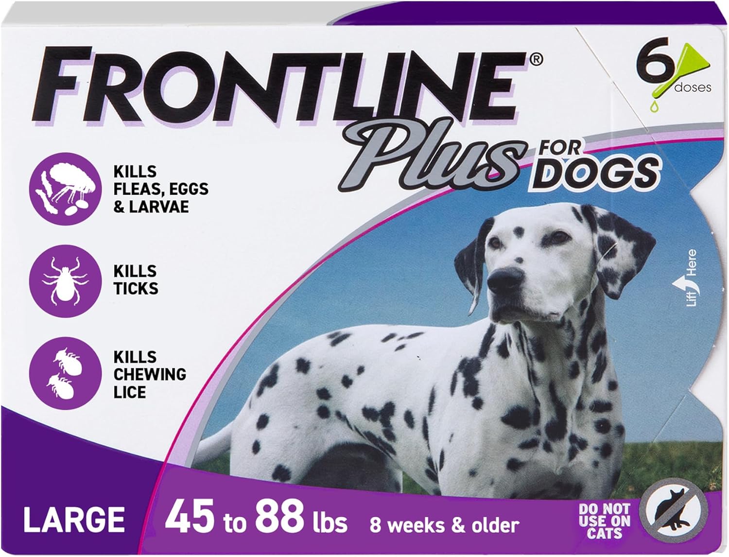 Frontline Plus Flea & Tick Treatment for Large Dogs 45-88 lbs 6 Doses - Hamxi