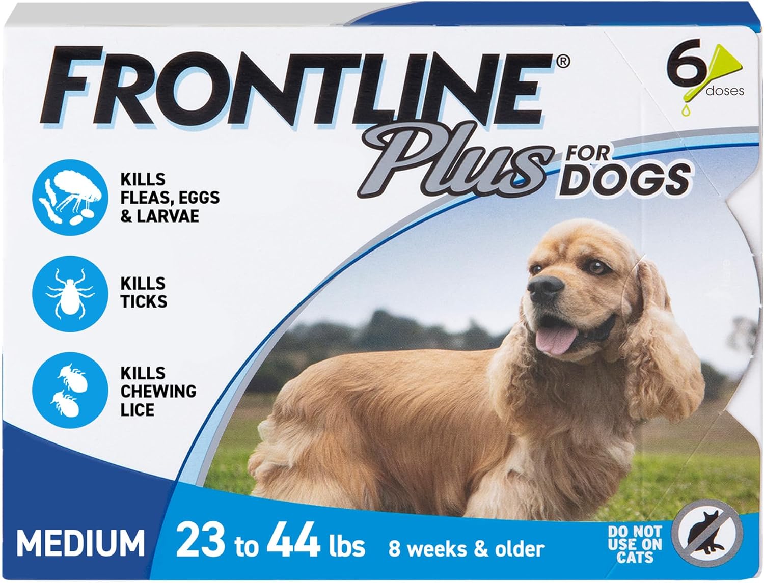 Frontline Plus Flea & Tick Treatment for Medium Dogs 23-44 lbs 6 Doses - Hamxi
