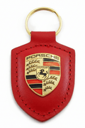 Genuine Porsche Leather Crest Keyring Official Porsche Key Fob Chain - Hamxi