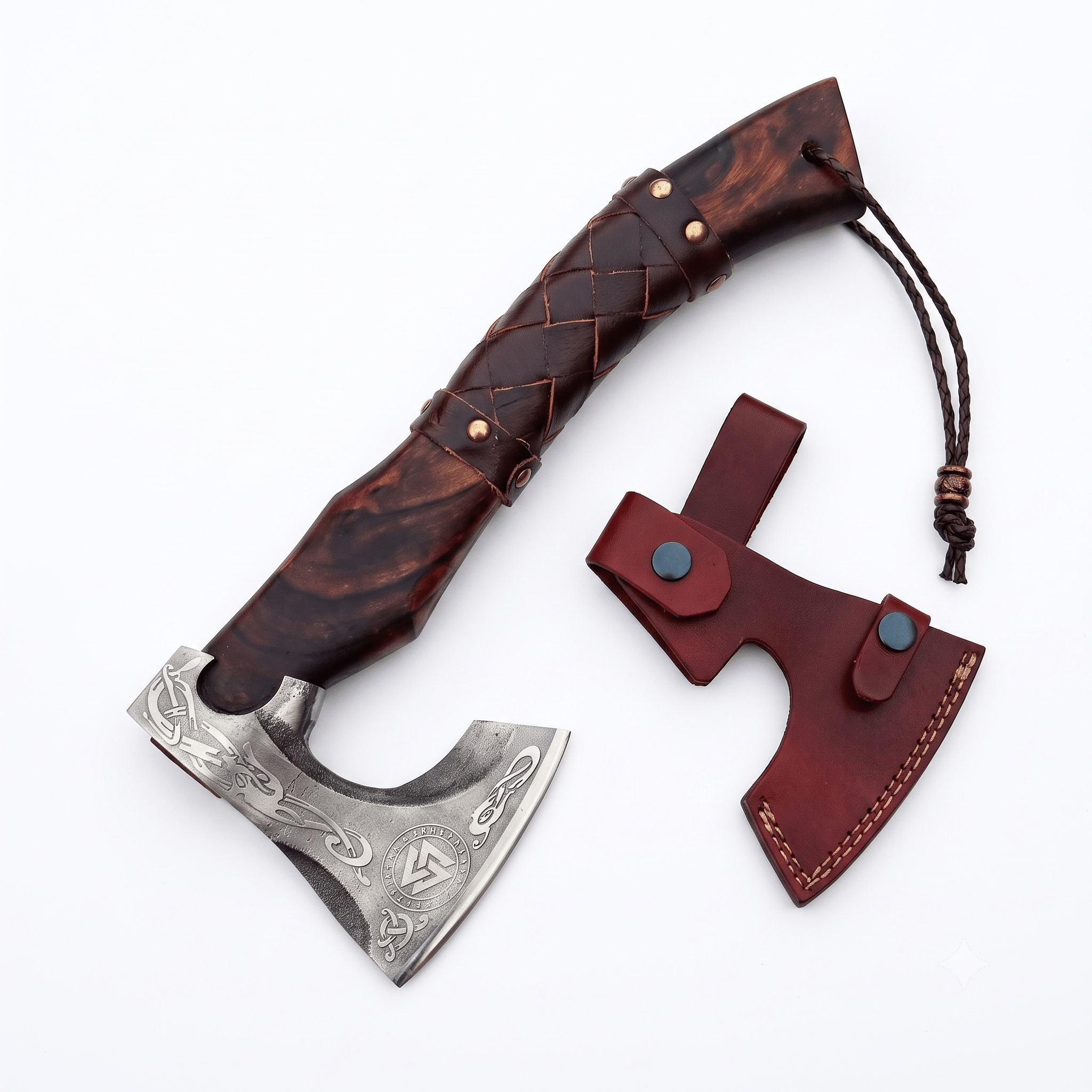 Handmade Viking-Style Axe Engraved Carbon Steel - Hamxi