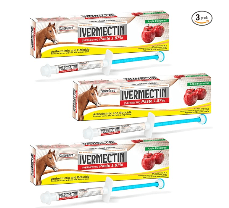 Ivermectin Paste 1.87% Horse Dewormer Apple Flavor 6.08g 3-Pack - Hamxi