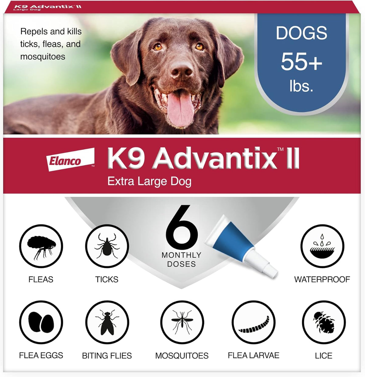 K9 Advantix II XL Flea Tick & Mosquito Treatment Over 55 lbs 6-Month Supply - Hamxi