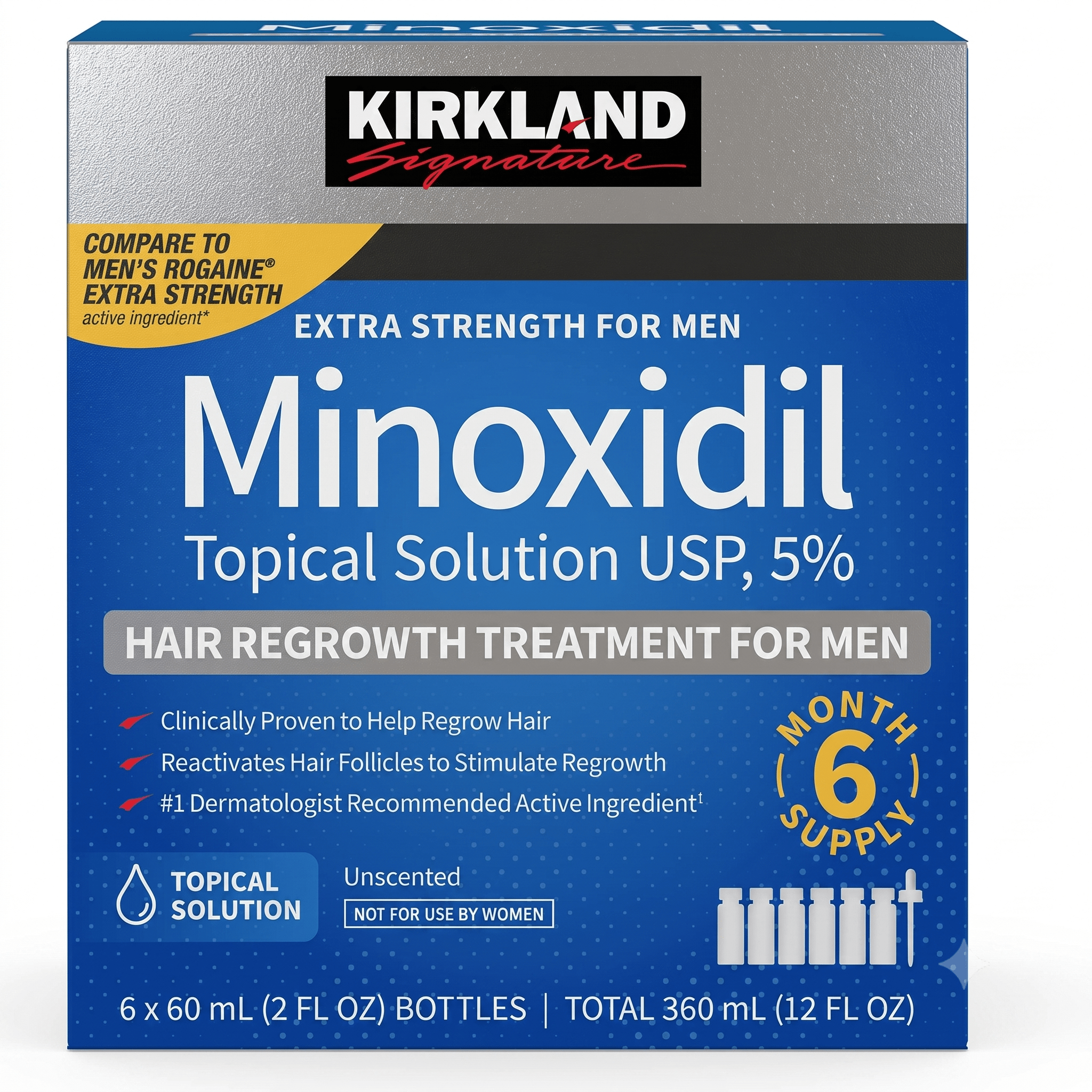 Kirkland Minoxidil 5% Hair Regrowth 6 Month Supply - Hamxi