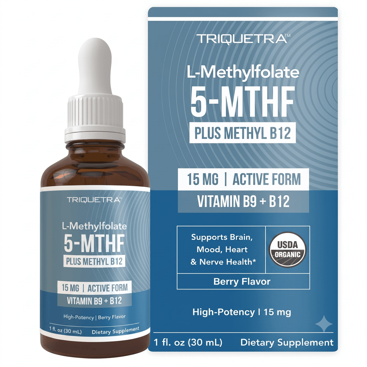 L Methyl Folate 15mg Plus Methyl B12 Berry Flavor 1oz - Hamxi