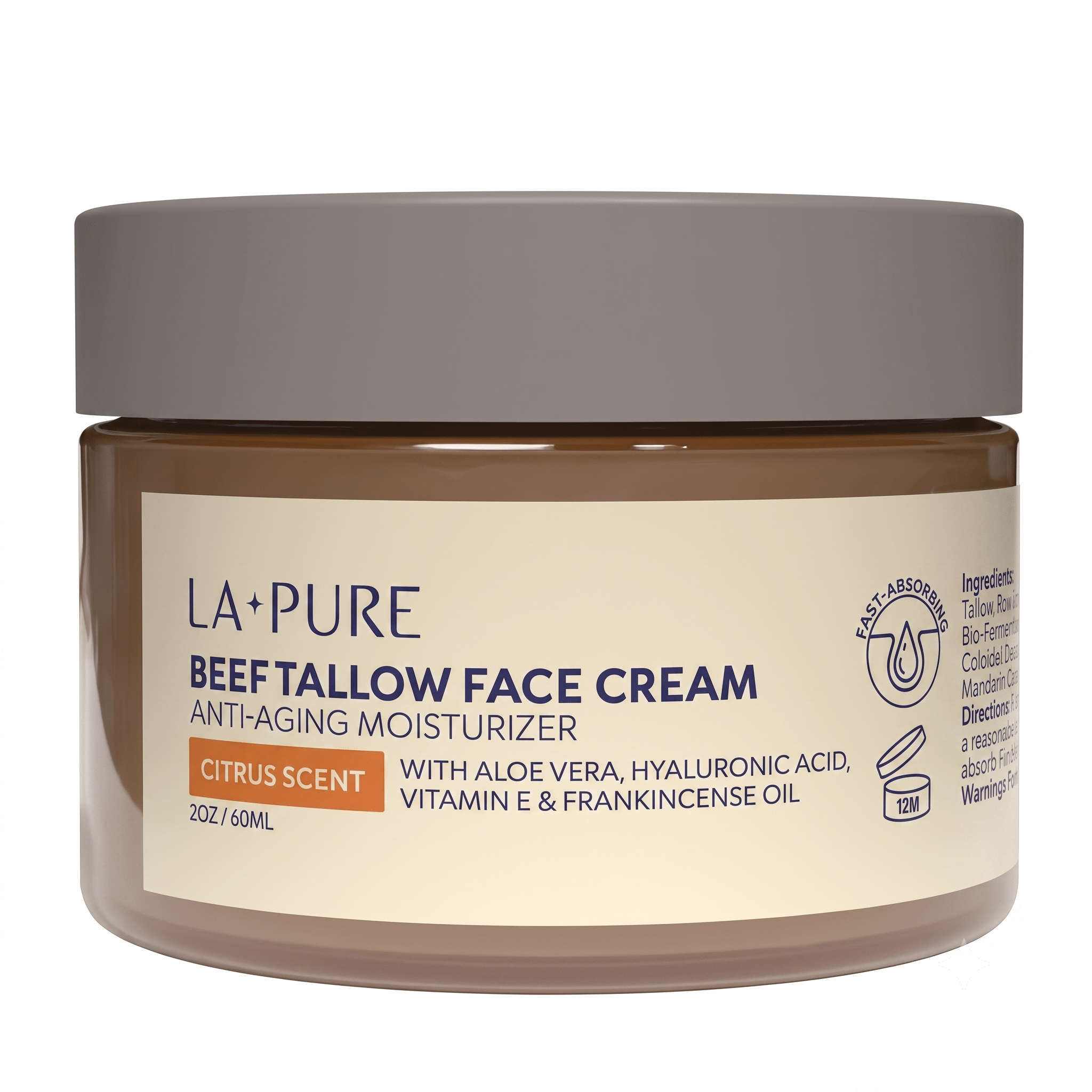 LA Pure Beef Tallow Face Cream 4oz - Hamxi