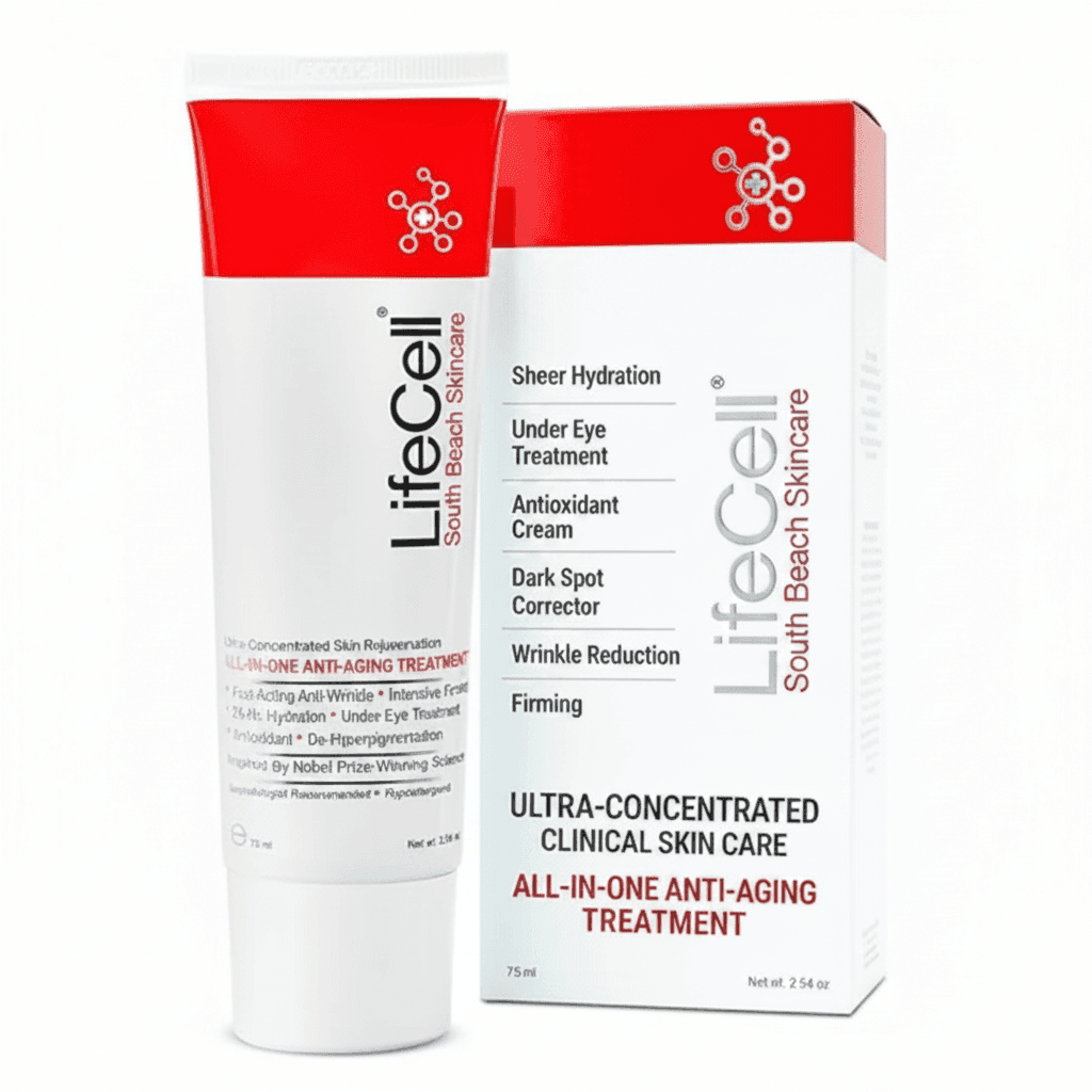 LifeCell All-in-One Anti-Aging Cream Retinol Vitamin C 2.54 oz - Hamxi