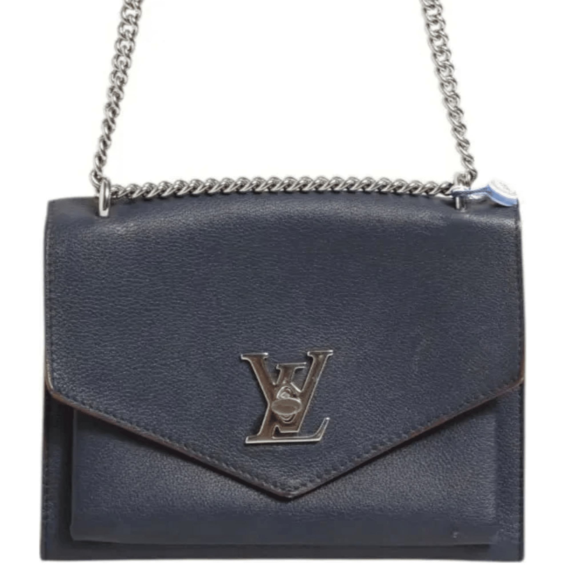 Louis Vuitton Mylockme Leather Chain Shoulder Bag Navy Blue - Hamxi