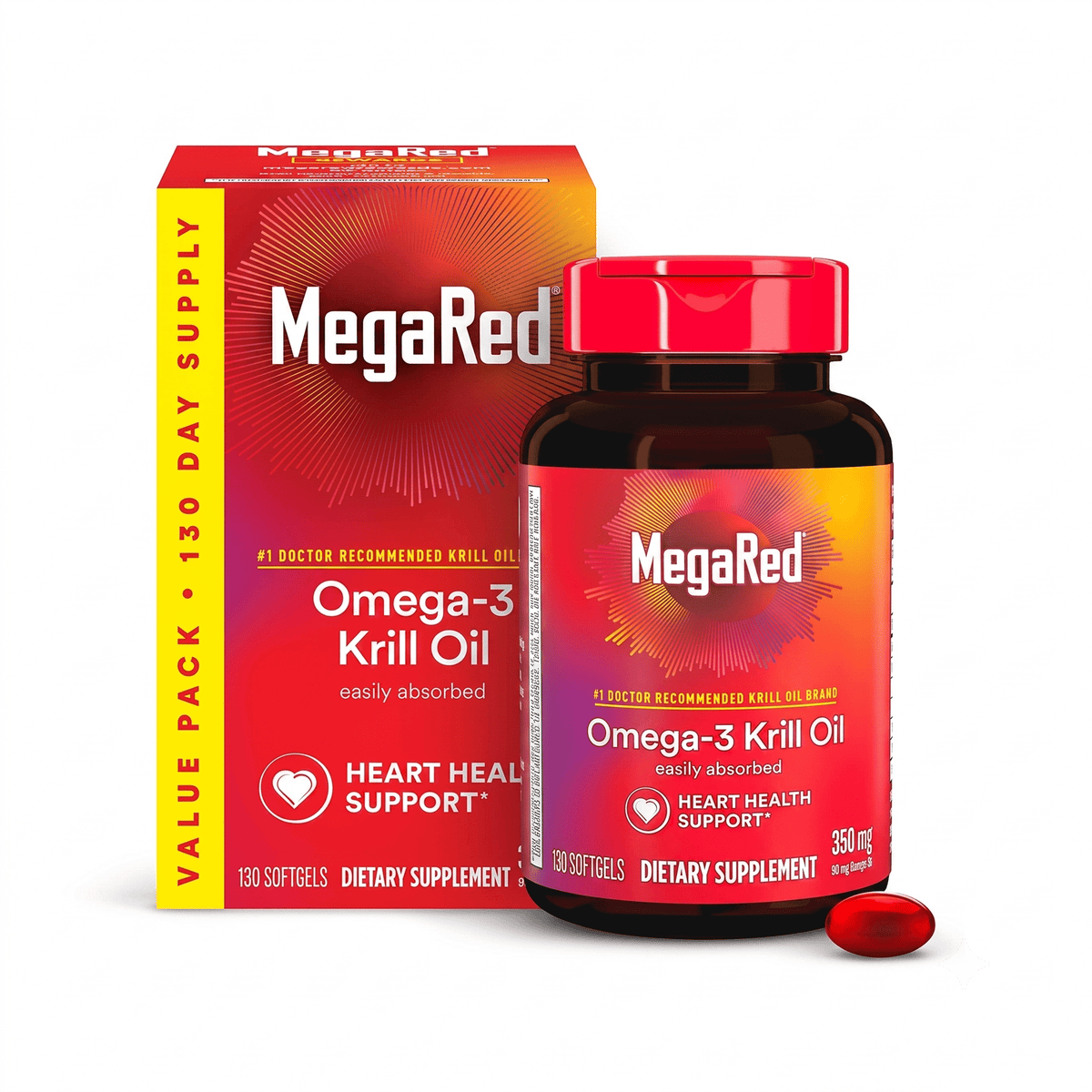 MegaRed Omega-3 Krill Oil Softgels 120 Count - Hamxi