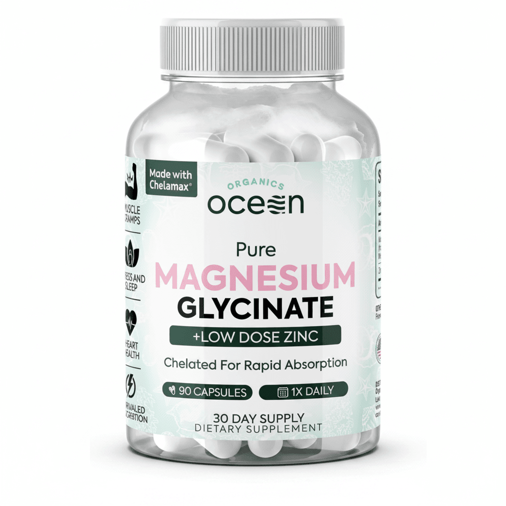 Organics Ocean Pure Magnesium Glycinate 400mg 90 Capsules - Hamxi