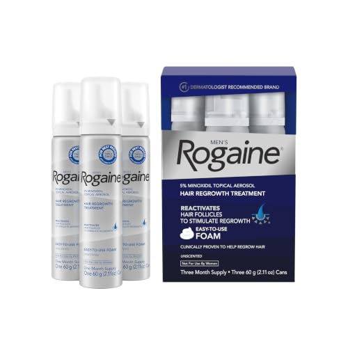 Rogaine 5% Minoxidil Foam for Men Hair Regrowth Treatment 3-Month Supply - Hamxi