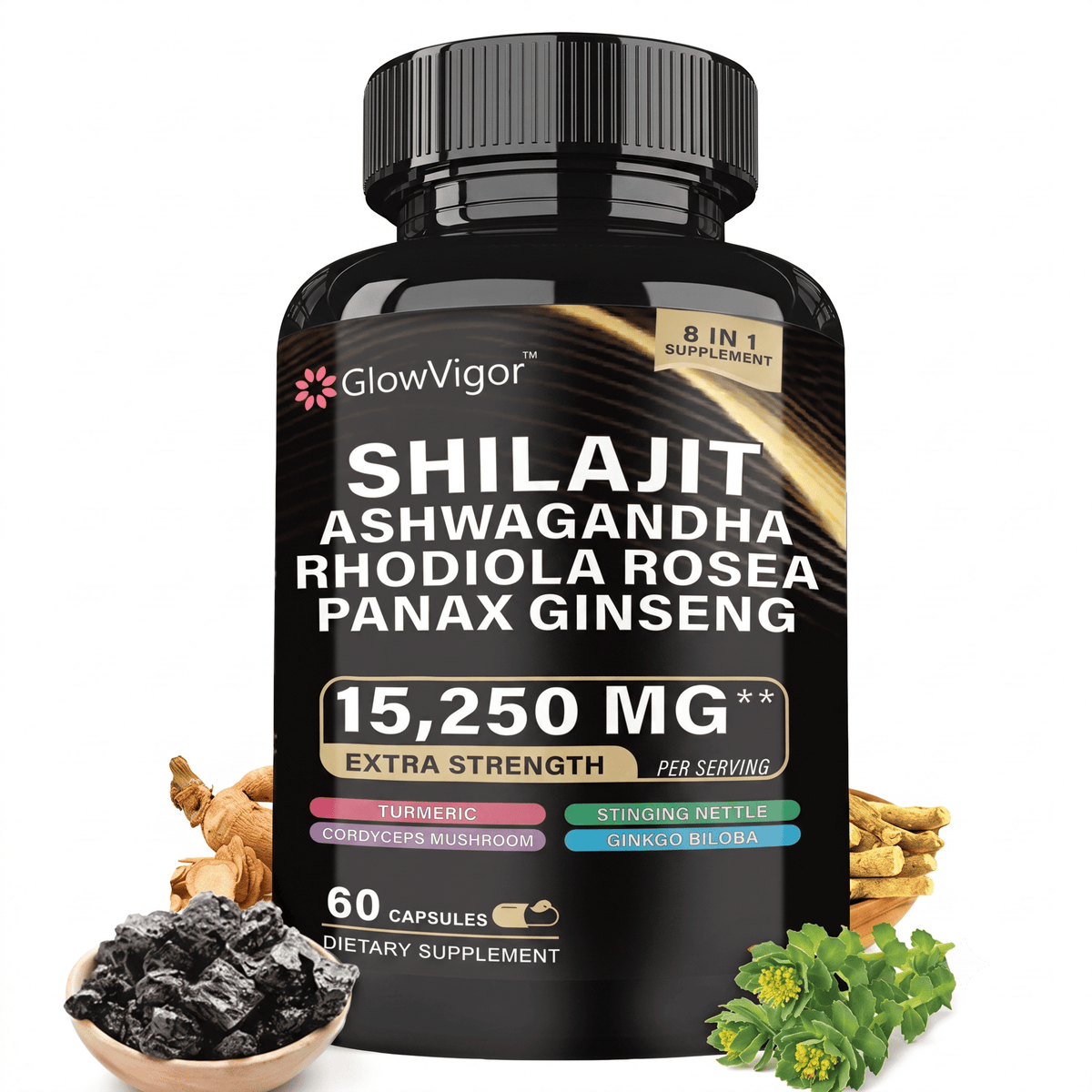 Shilajit Multivitamin Turmeric Ashwagandha Ginger Cordyceps - Hamxi
