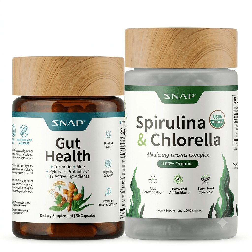 Snap Supplements Gut Health Spirulina Chlorella Bundle - Hamxi