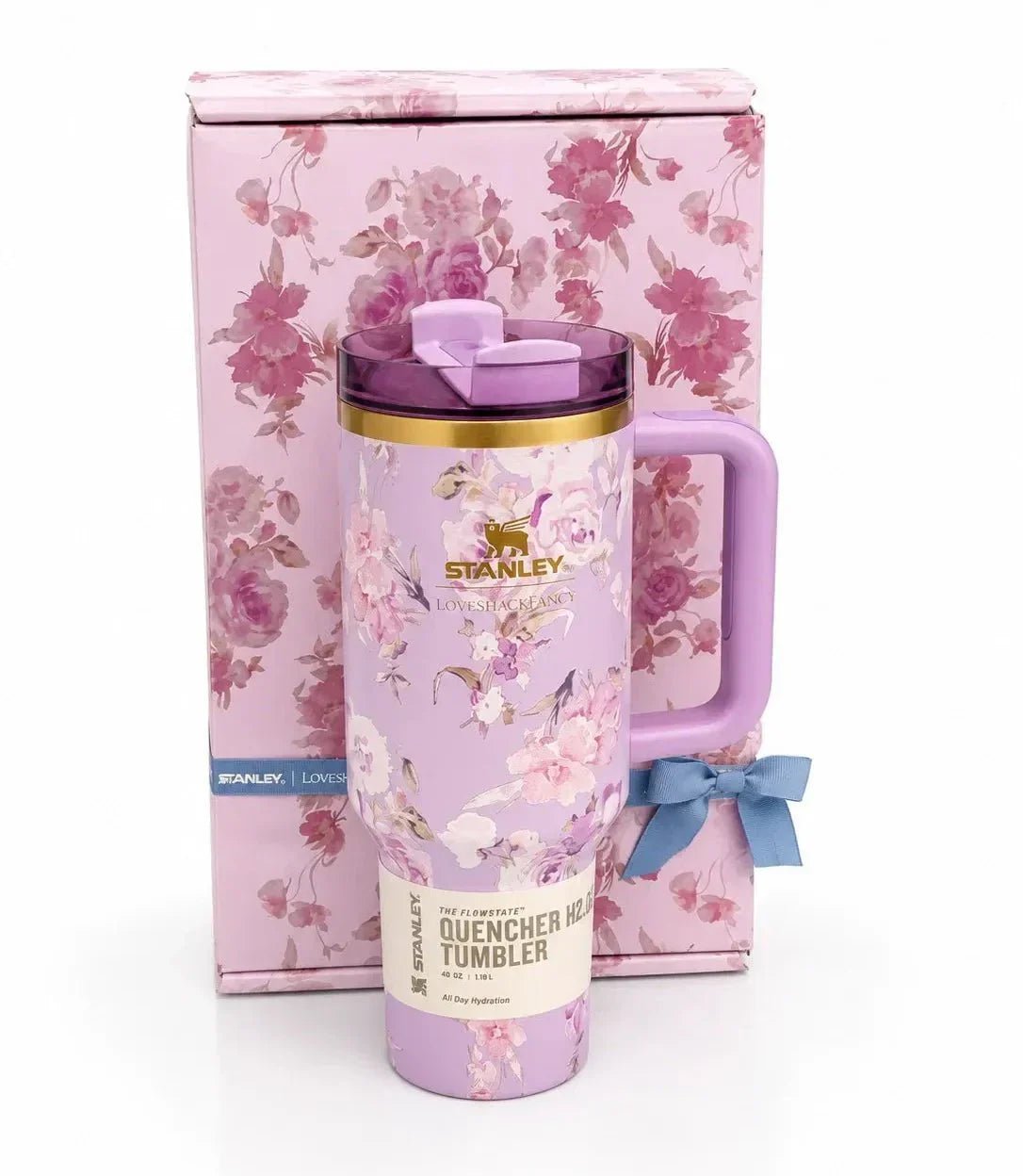 Stanley x LoveShackFancy Quencher 40oz Purple Rose Gift Set - Hamxi