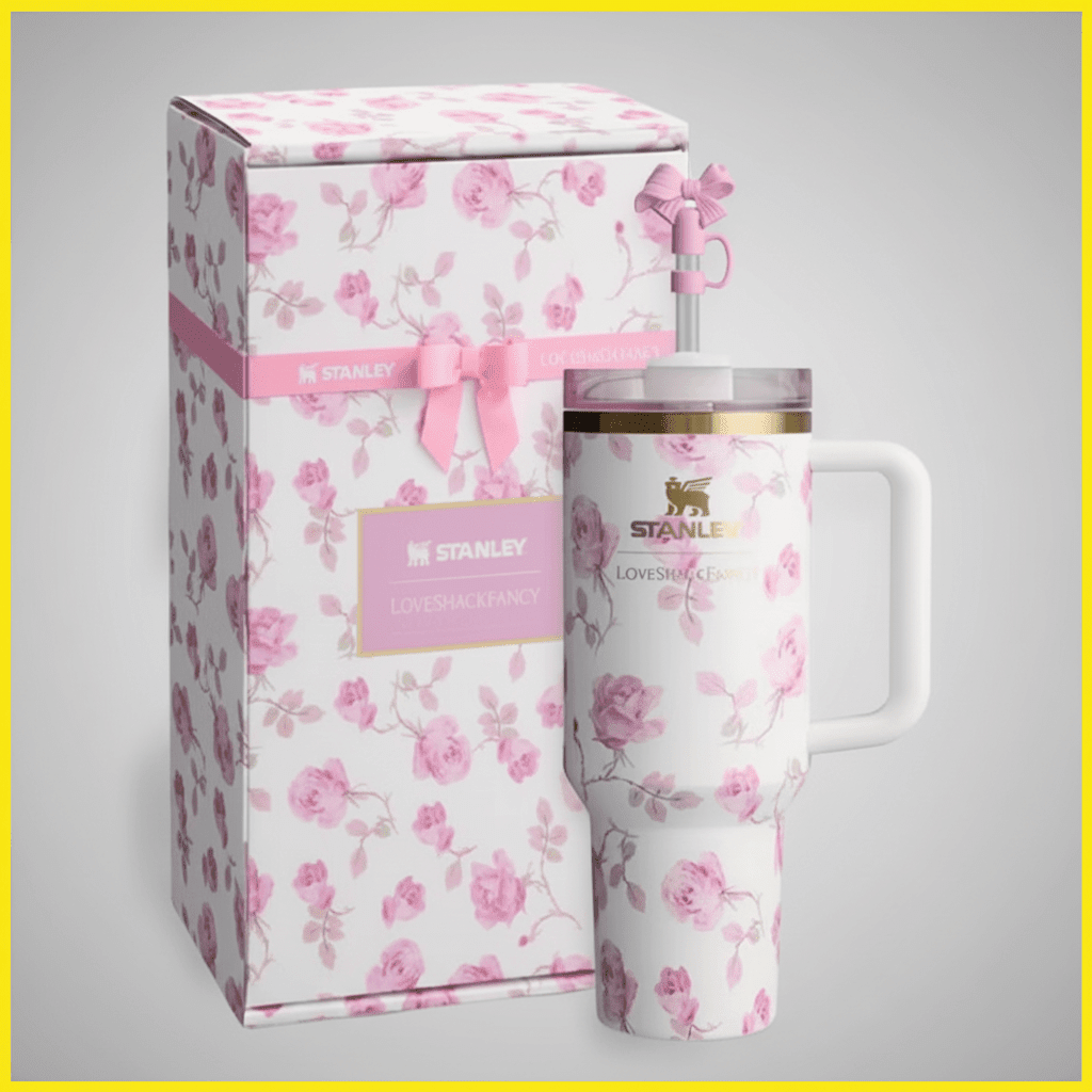 Stanley x LoveShackFancy Quencher 40oz Ribbon Rosa Gift-Ready - Hamxi