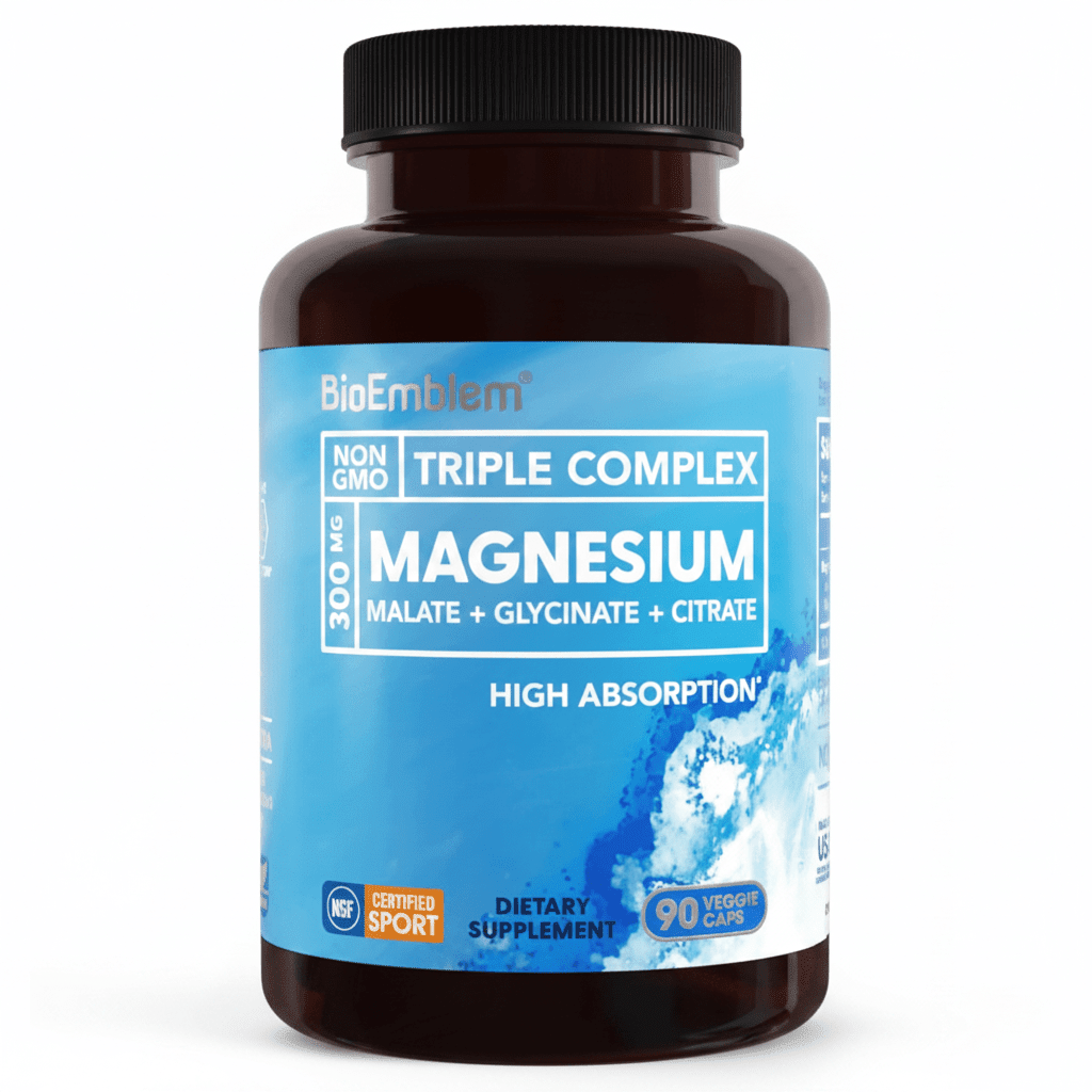 Triple Magnesium Complex 300mg Sleep Stress Muscle Recovery 90 Capsules - Hamxi