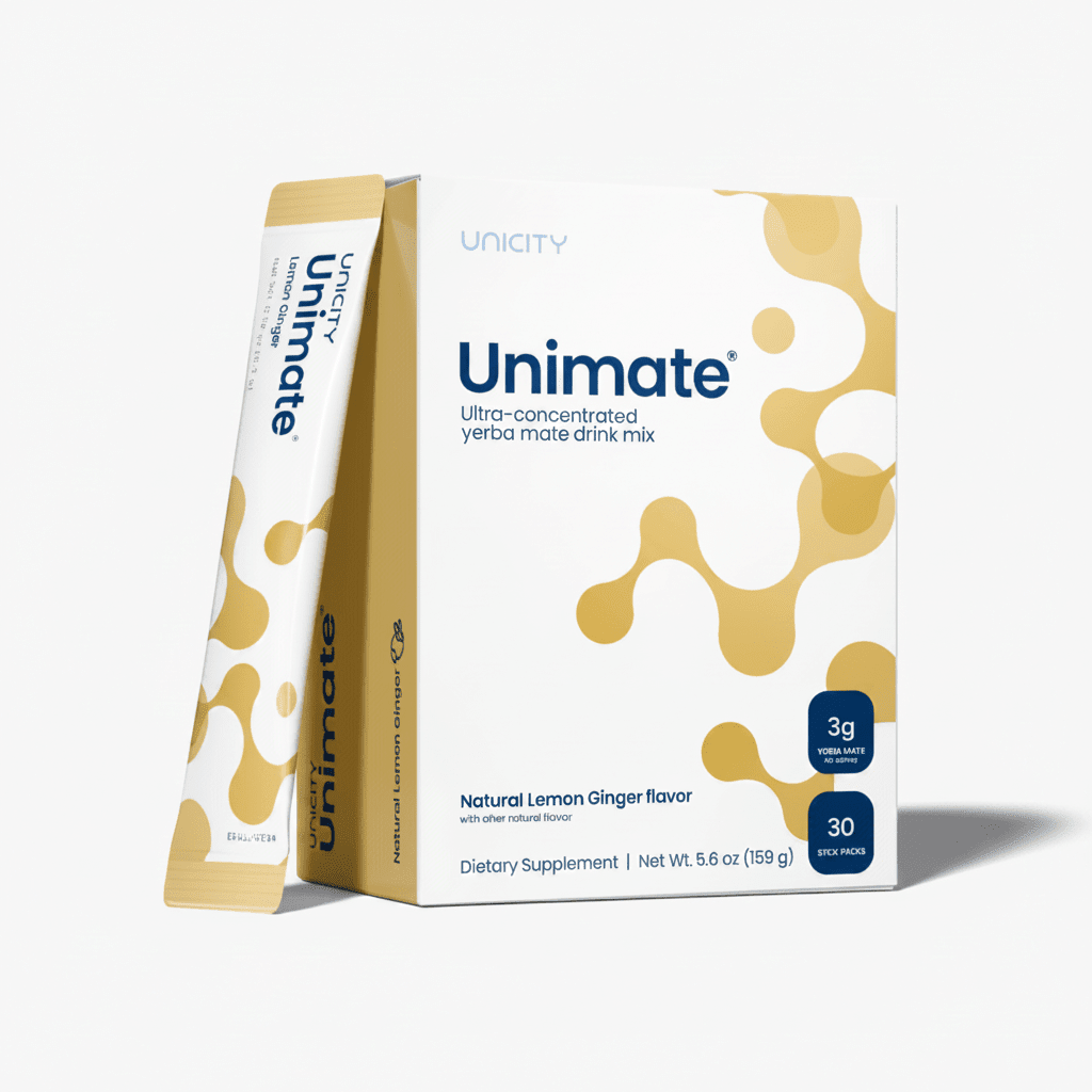 Unicity Unimate Lemon Ginger Yerba Mate Drink Mix 30 Stick Packs - Hamxi
