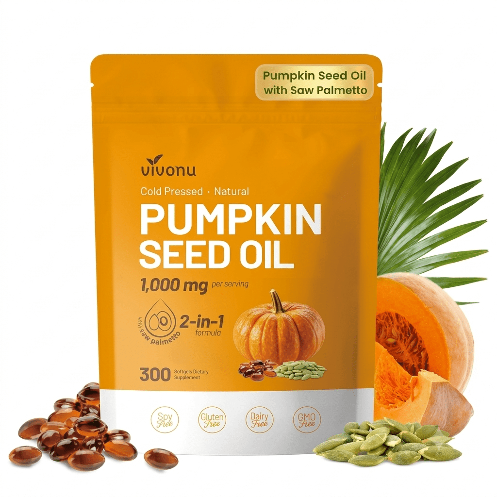 VivoNu Pumpkin Seed Oil with Saw Palmetto 300 Softgels - Hamxi